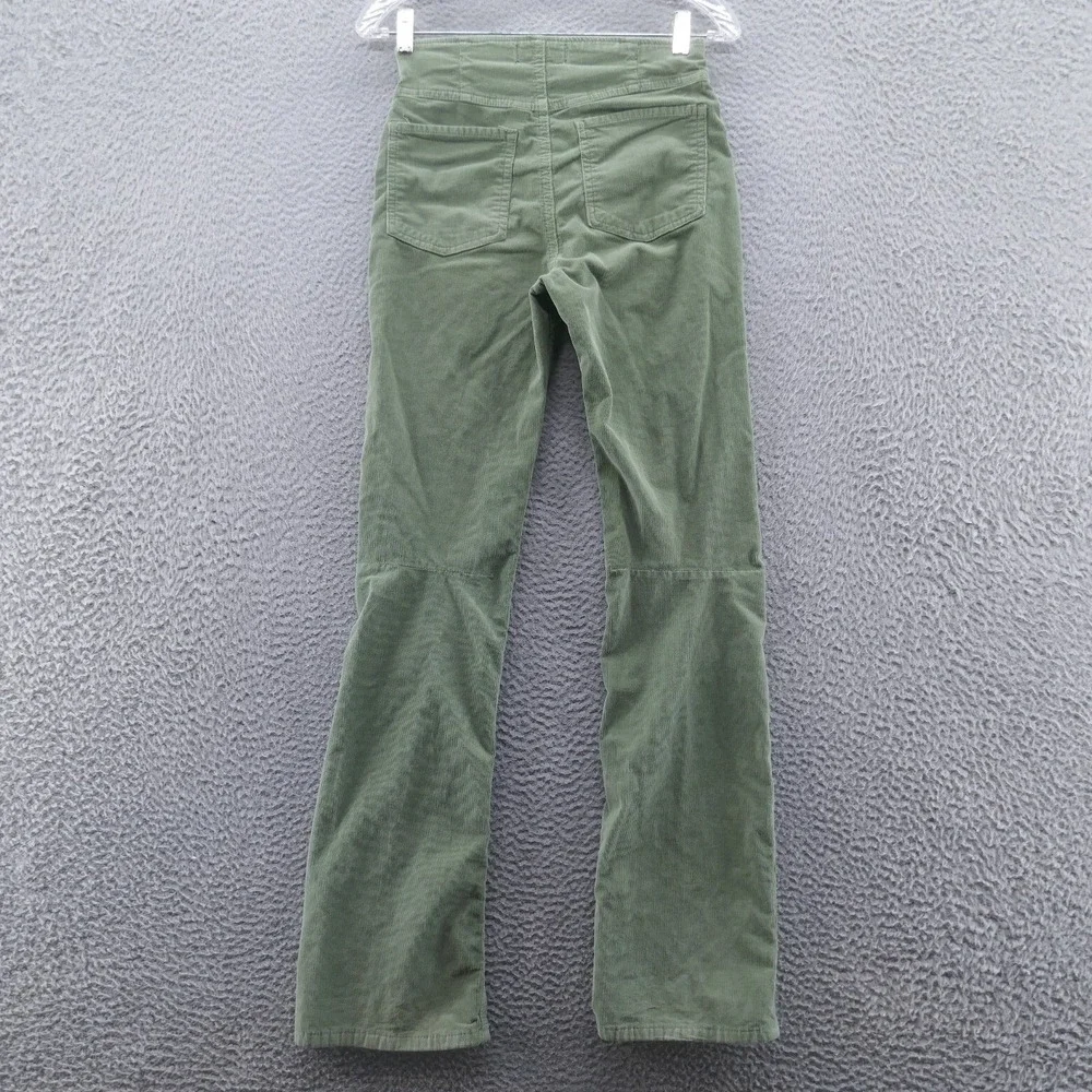 We The Free Green Corduroy Flare Pants Side Zip Mid Rise Size 26 OB1604308